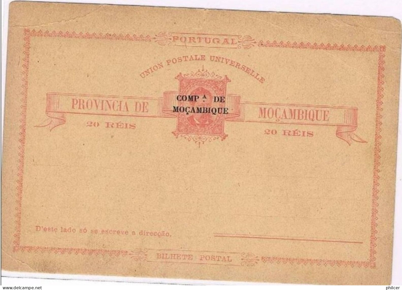 Companhia De Moçambique, Bilhete Postal 20 Reis - Mozambique