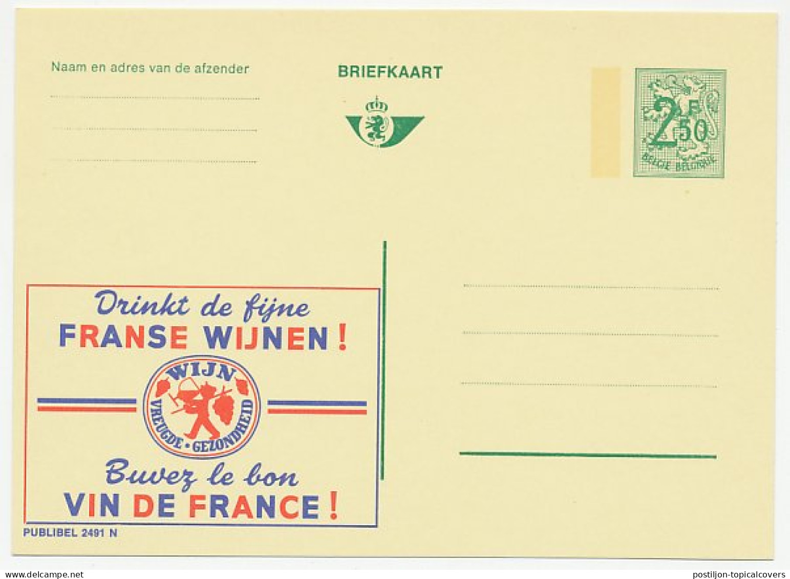 Publibel - Postal Stationery Belgium 1970 Wine - Wein & Alkohol