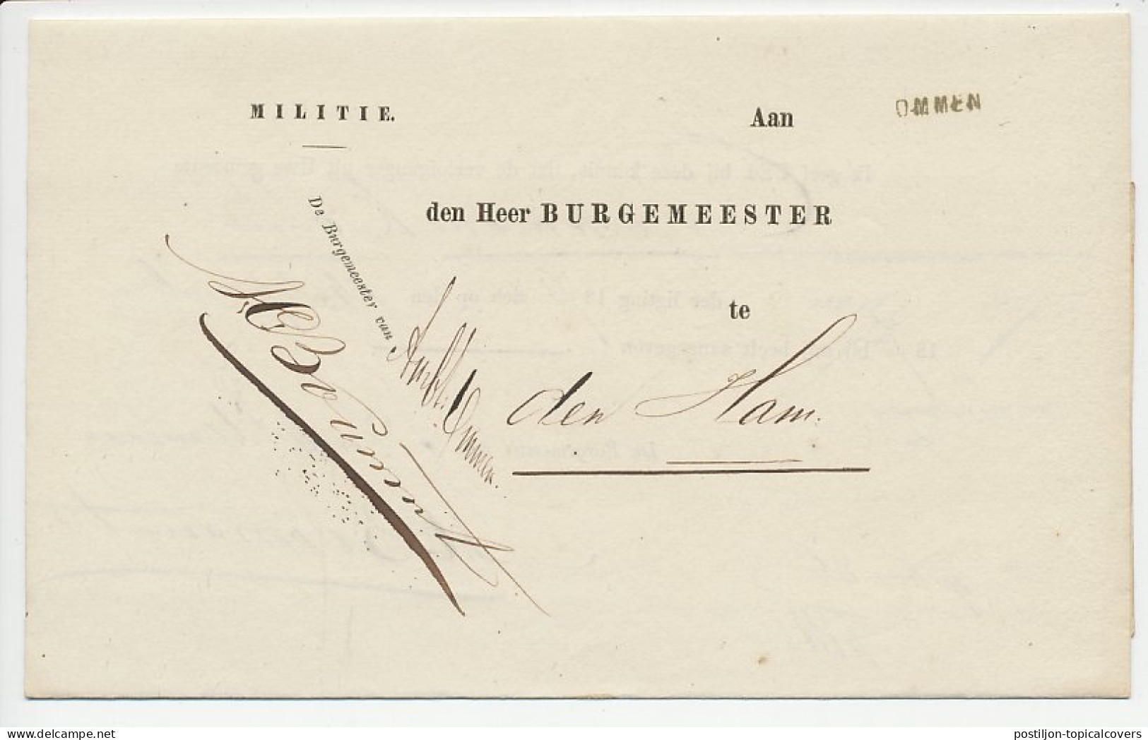 Naamstempel Ommen 1875 - Lettres & Documents