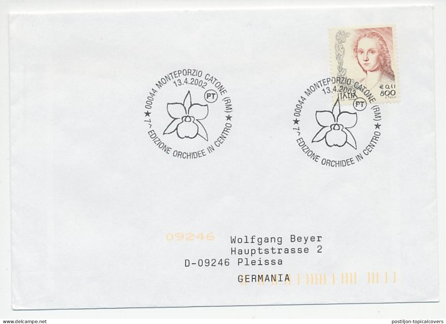 Cover / Postmark Italy 2002 Flower - Orchid - Other & Unclassified