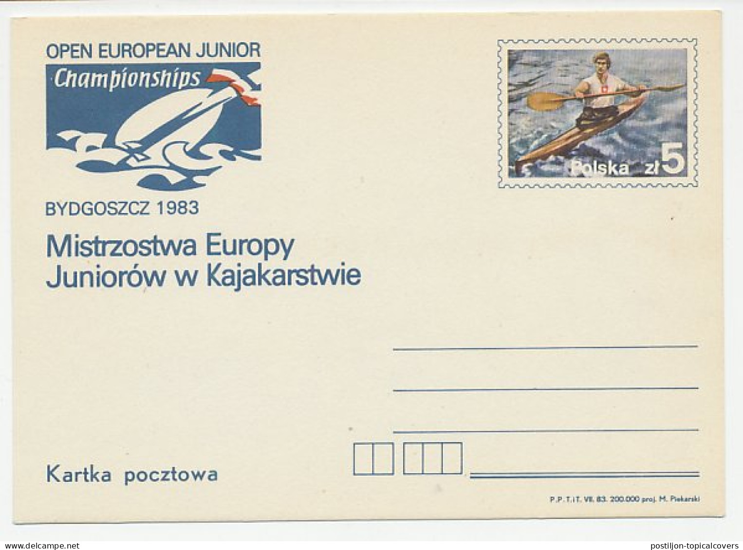 Postal Stationery Poland 1983 Kayaking - European Championships - Other & Unclassified