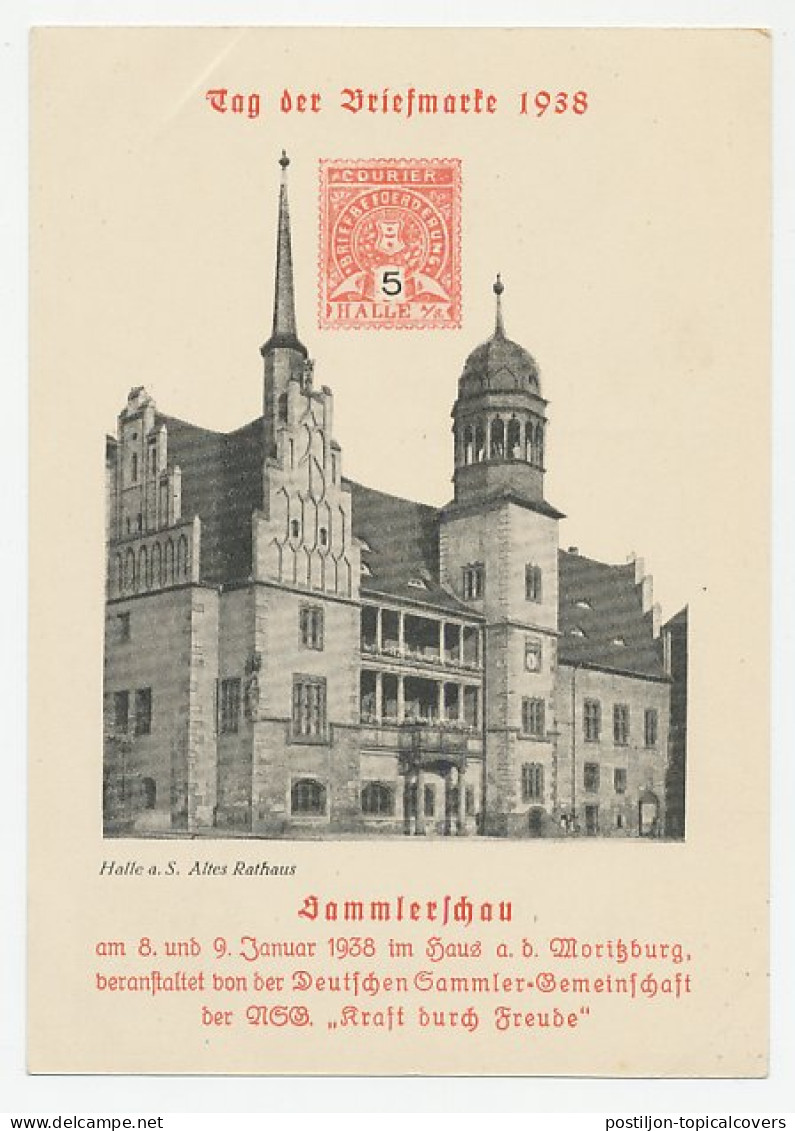 Postal Stationery Germany 1938 Stamp Collectors Day Halle - Stamp - Sonstige & Ohne Zuordnung