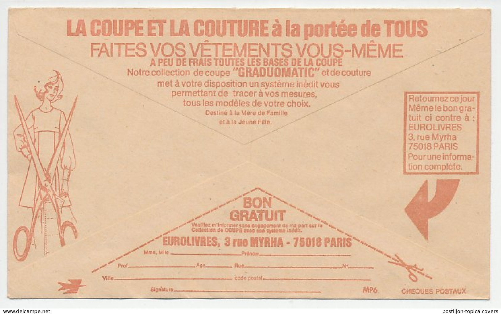 Postal Cheque Cover France Clothing Patterns - Scissors - Kostums