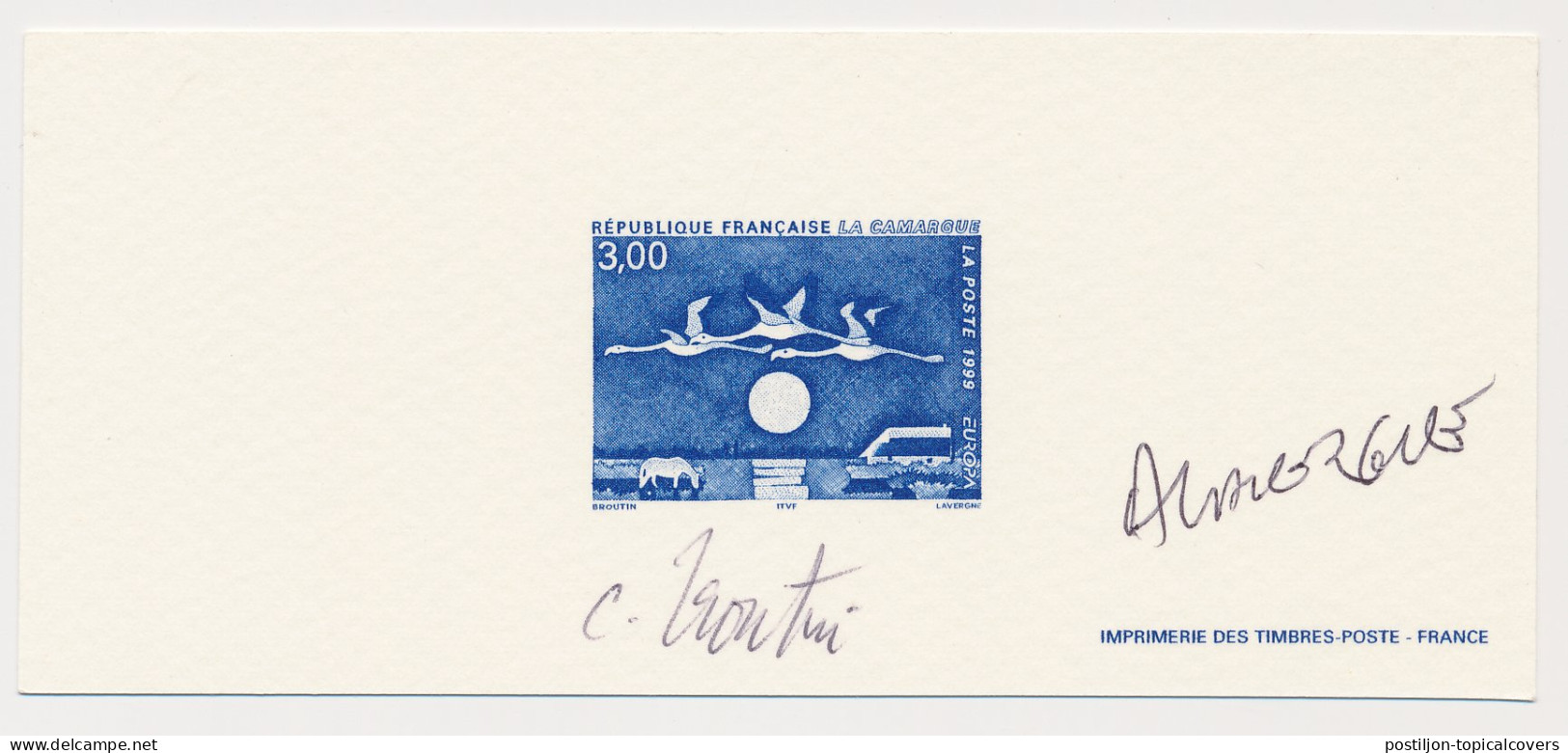 France 1999 - Epreuve / Proof Signed By Engraver Bird - Flamingo - Camargue - Other & Unclassified