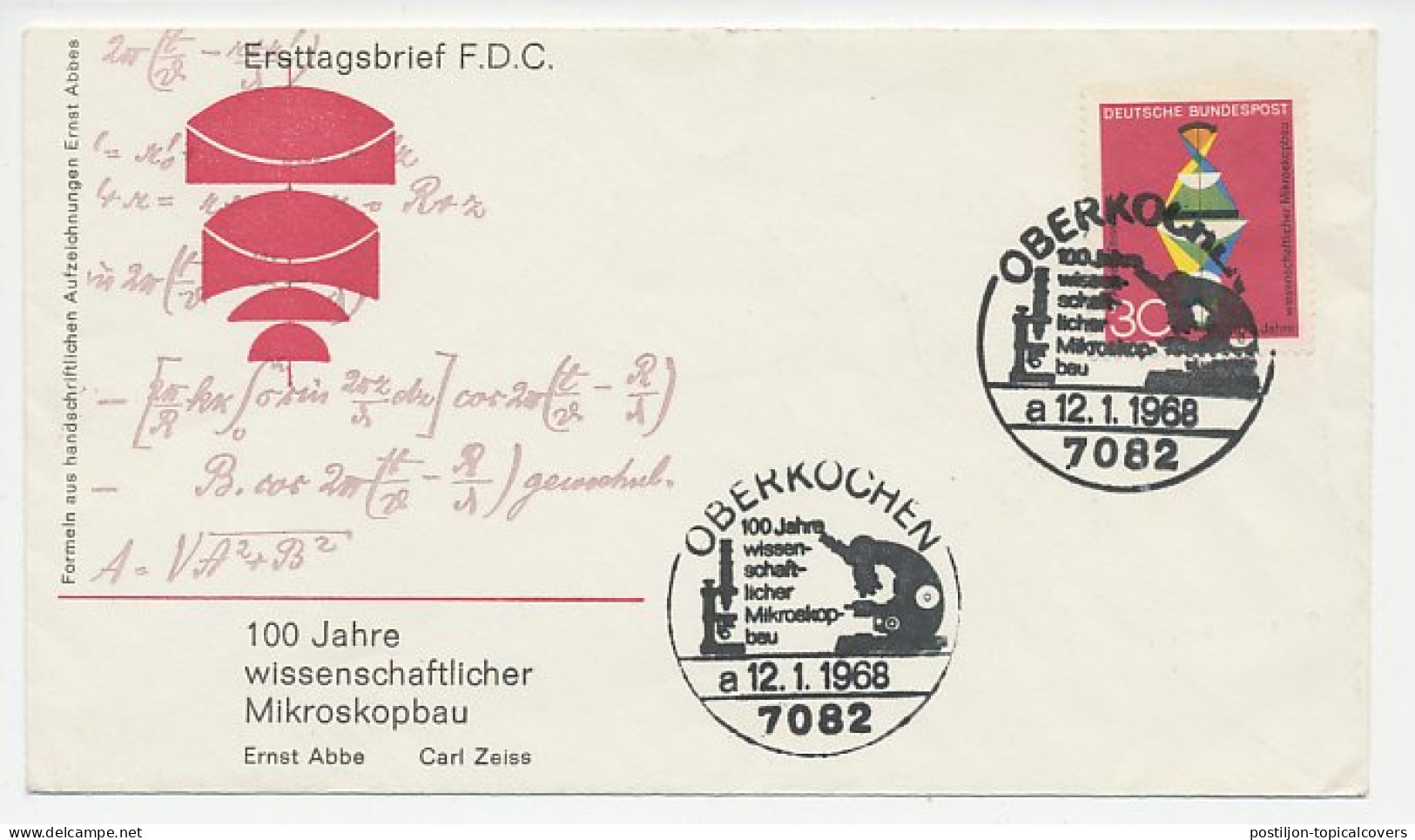 Cover / Postmark Germany 1968 Microscope - Otros & Sin Clasificación