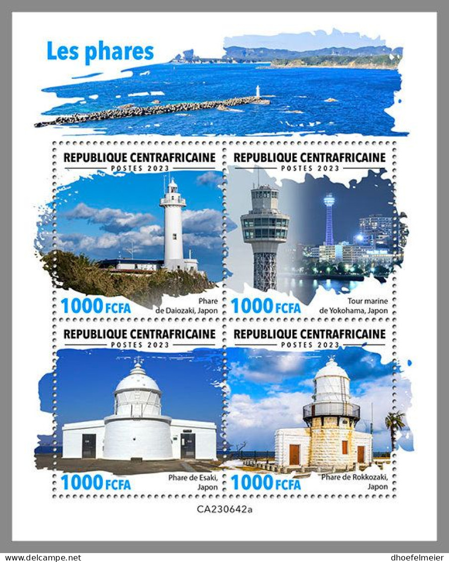 CENTRAL AFRICAN 2023 MNH Lighthouses Leuchttürme M/S – OFFICIAL ISSUE – DHQ2419 - Phares
