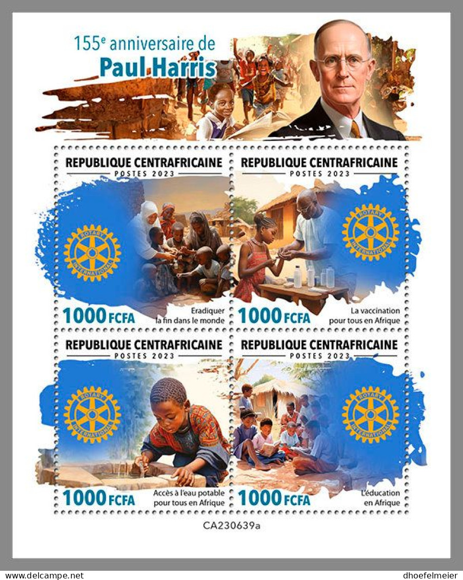 CENTRAL AFRICAN 2023 MNH Paul Harris Rotary Club M/S – OFFICIAL ISSUE – DHQ2419 - Rotary Club