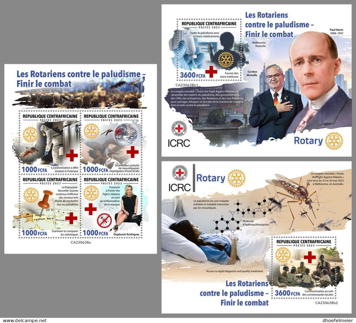 CENTRAL AFRICAN 2023 MNH Rotarian Against Malaria Finish Fight M/S+2S/S – OFFICIAL ISSUE – DHQ2419 - Rotary, Club Leones