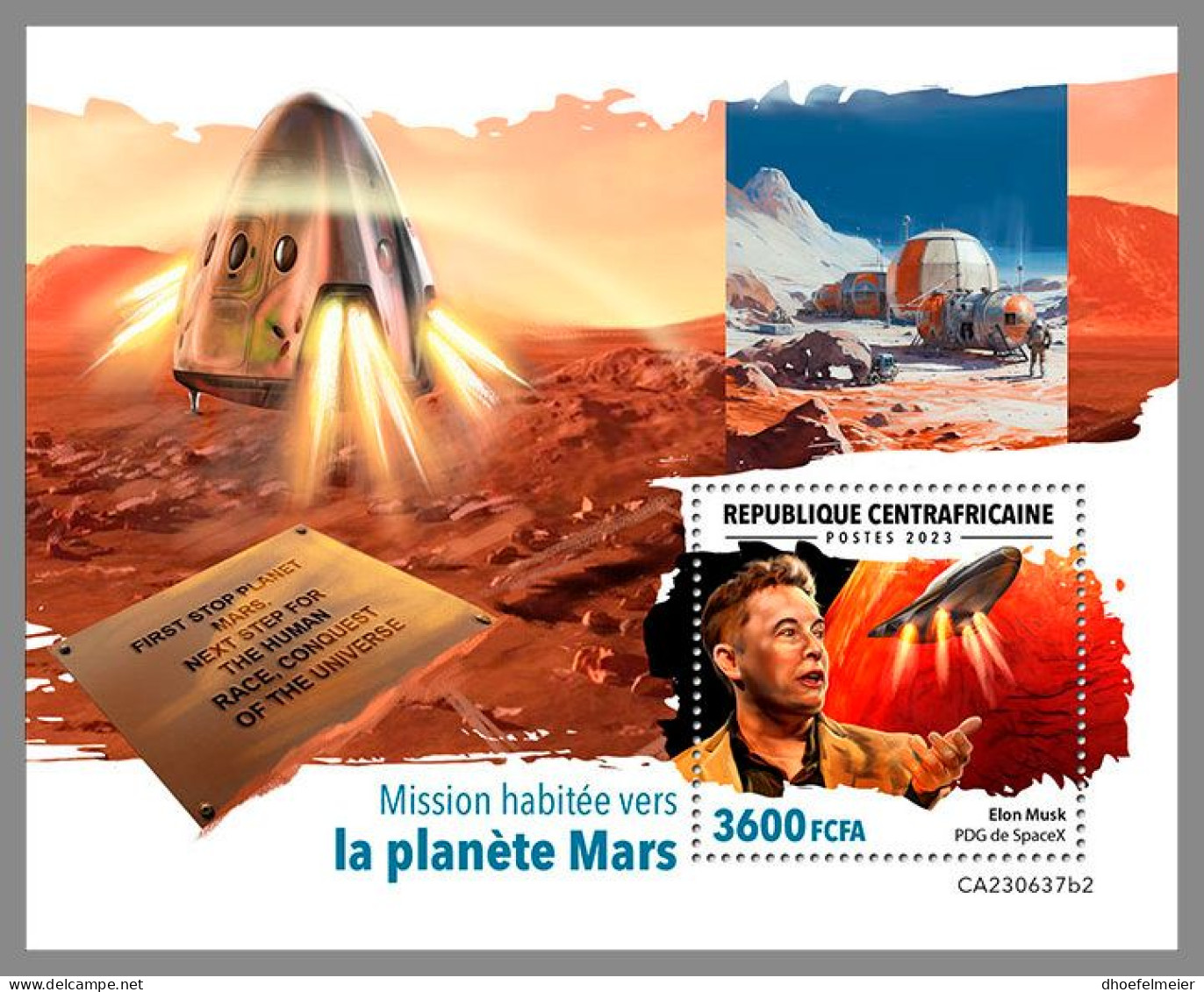 CENTRAL AFRICAN 2023 MNH Mission To Mars Space Raumfahrt S/S II – OFFICIAL ISSUE – DHQ2419 - Afrika