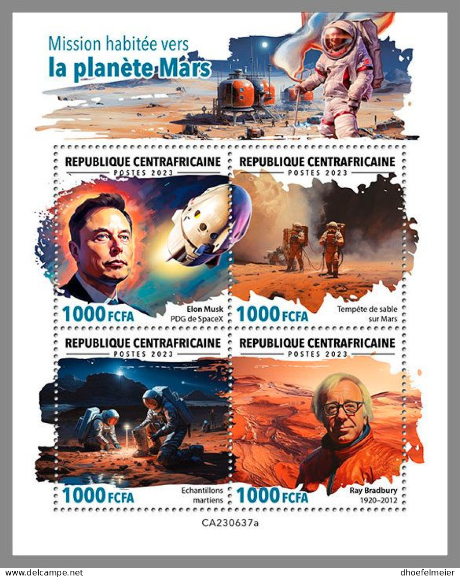CENTRAL AFRICAN 2023 MNH Mission To Mars Space Raumfahrt M/S – OFFICIAL ISSUE – DHQ2419 - Afrika