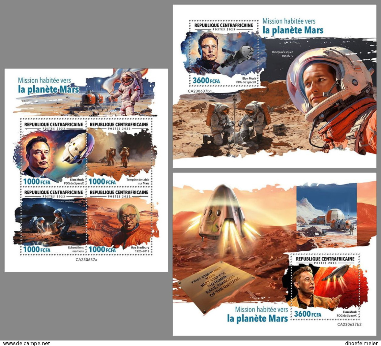 CENTRAL AFRICAN 2023 MNH Mission To Mars Space Raumfahrt M/S+2S/S – OFFICIAL ISSUE – DHQ2419 - Afrika