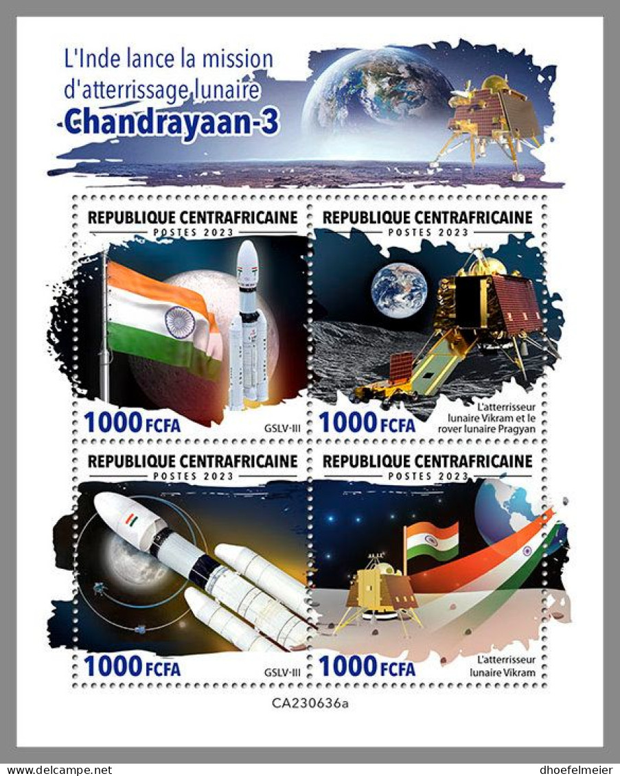CENTRAL AFRICAN 2023 MNH Chandrayaan-3 Landing Space Raumfahrt M/S – OFFICIAL ISSUE – DHQ2419 - Afrique