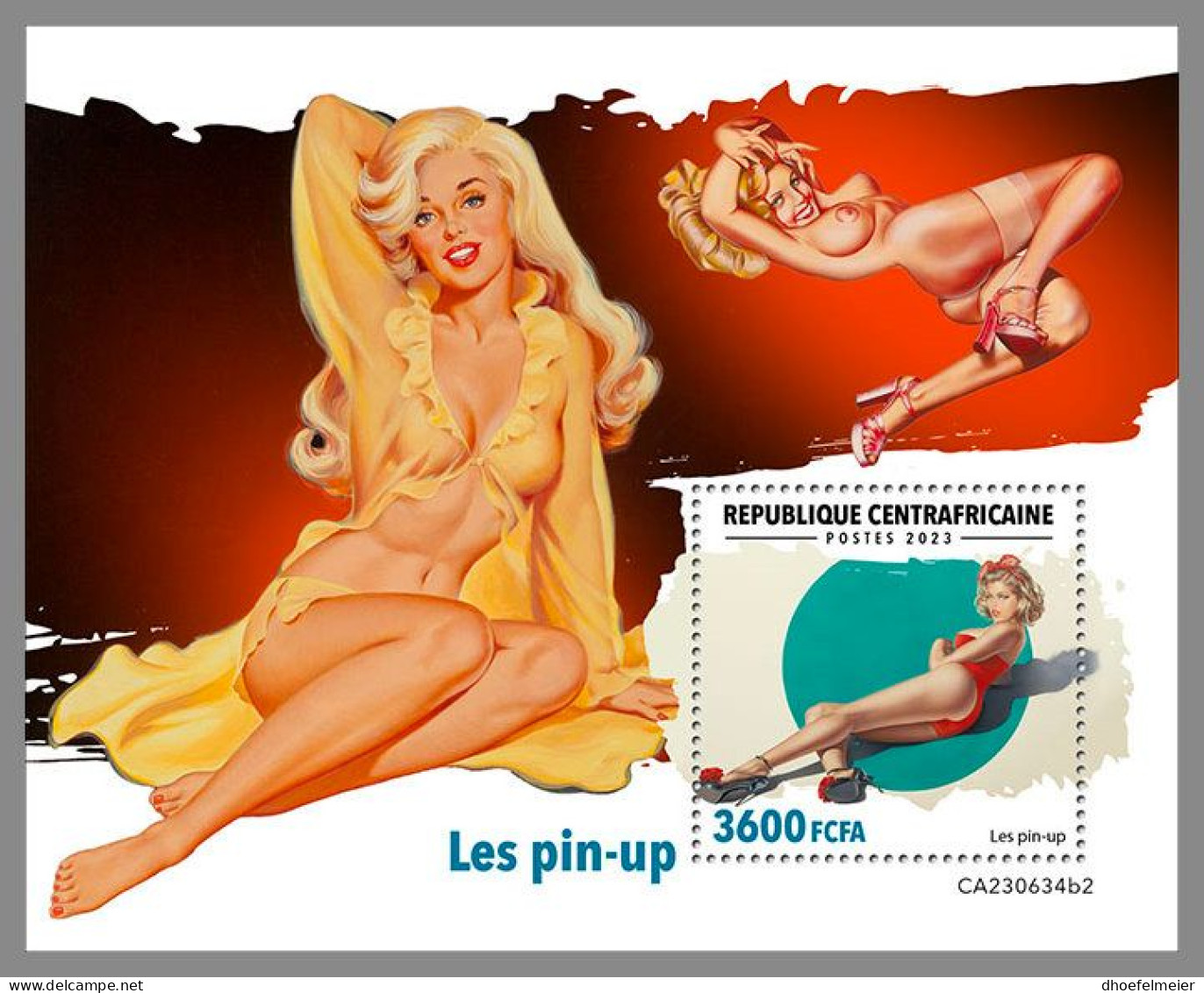 CENTRAL AFRICAN 2023 MNH Pin-up Girls S/S I – OFFICIAL ISSUE – DHQ2419 - Other & Unclassified