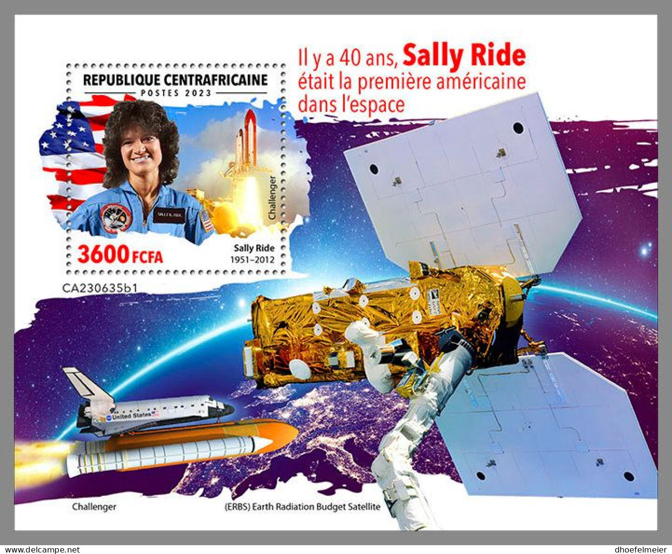 CENTRAL AFRICAN 2023 MNH Sally Ride Woman In Space Raumfahrt S/S I – OFFICIAL ISSUE – DHQ2419 - Afrika