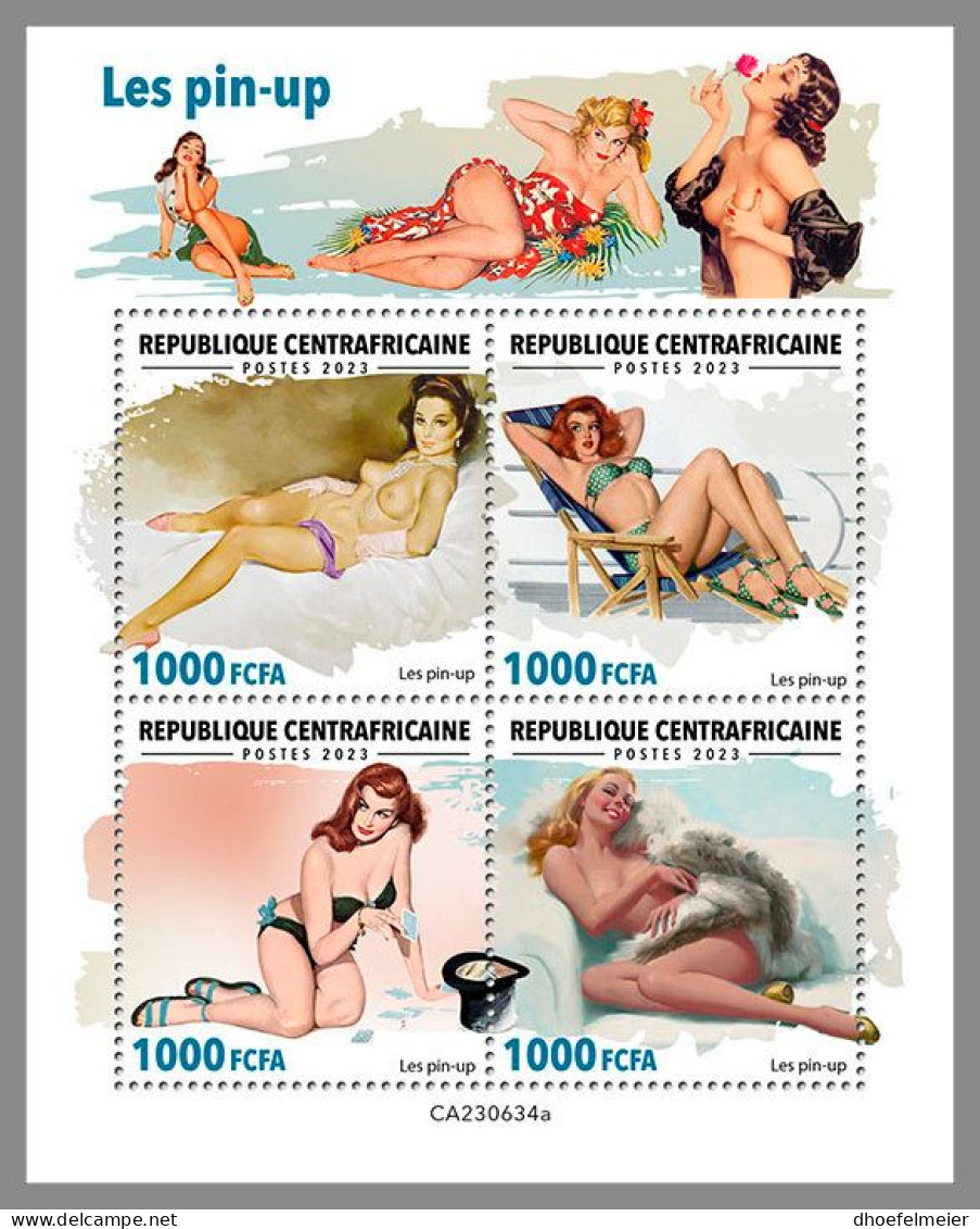 CENTRAL AFRICAN 2023 MNH Pin-up Girls M/S – OFFICIAL ISSUE – DHQ2419 - Autres & Non Classés