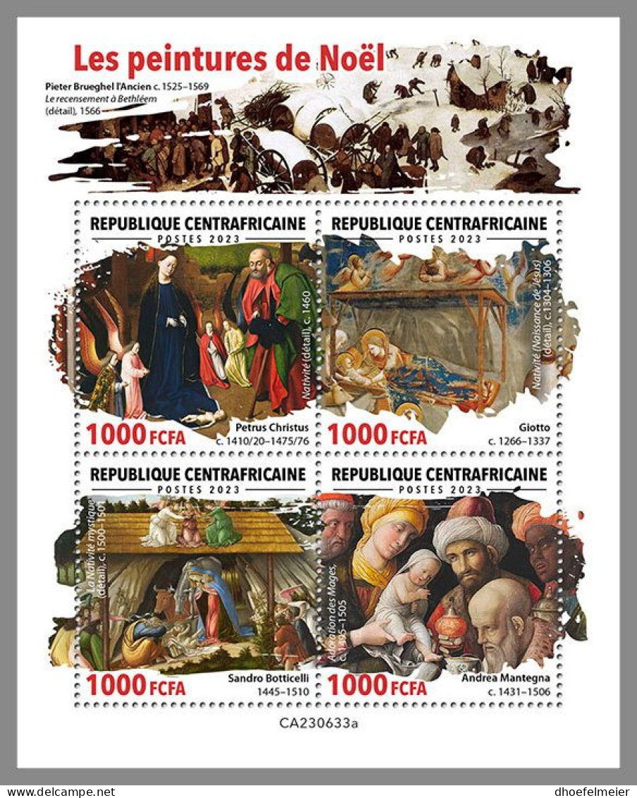 CENTRAL AFRICAN 2023 MNH Christmas Paintings Weihnachtsgemälde M/S – OFFICIAL ISSUE – DHQ2419 - Andere & Zonder Classificatie