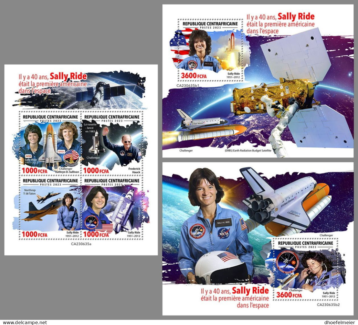 CENTRAL AFRICAN 2023 MNH Sally Ride Woman In Space Raumfahrt M/S+2S/S – OFFICIAL ISSUE – DHQ2419 - Afrique