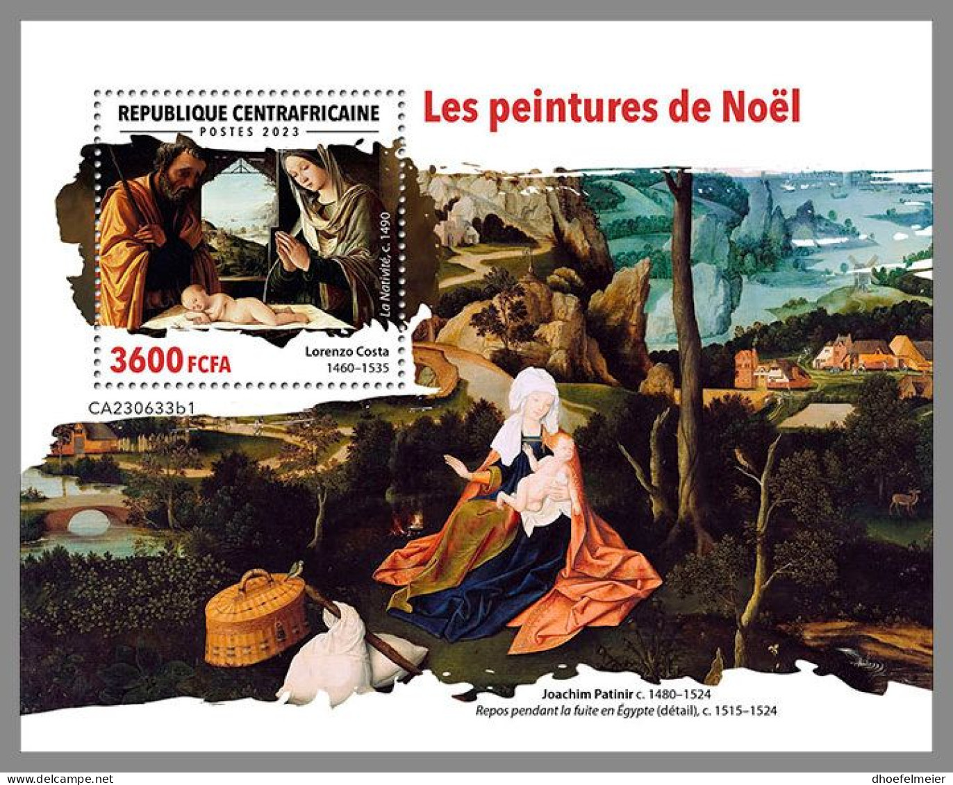 CENTRAL AFRICAN 2023 MNH Christmas Paintings Weihnachtsgemälde S/S I – OFFICIAL ISSUE – DHQ2419 - Altri & Non Classificati