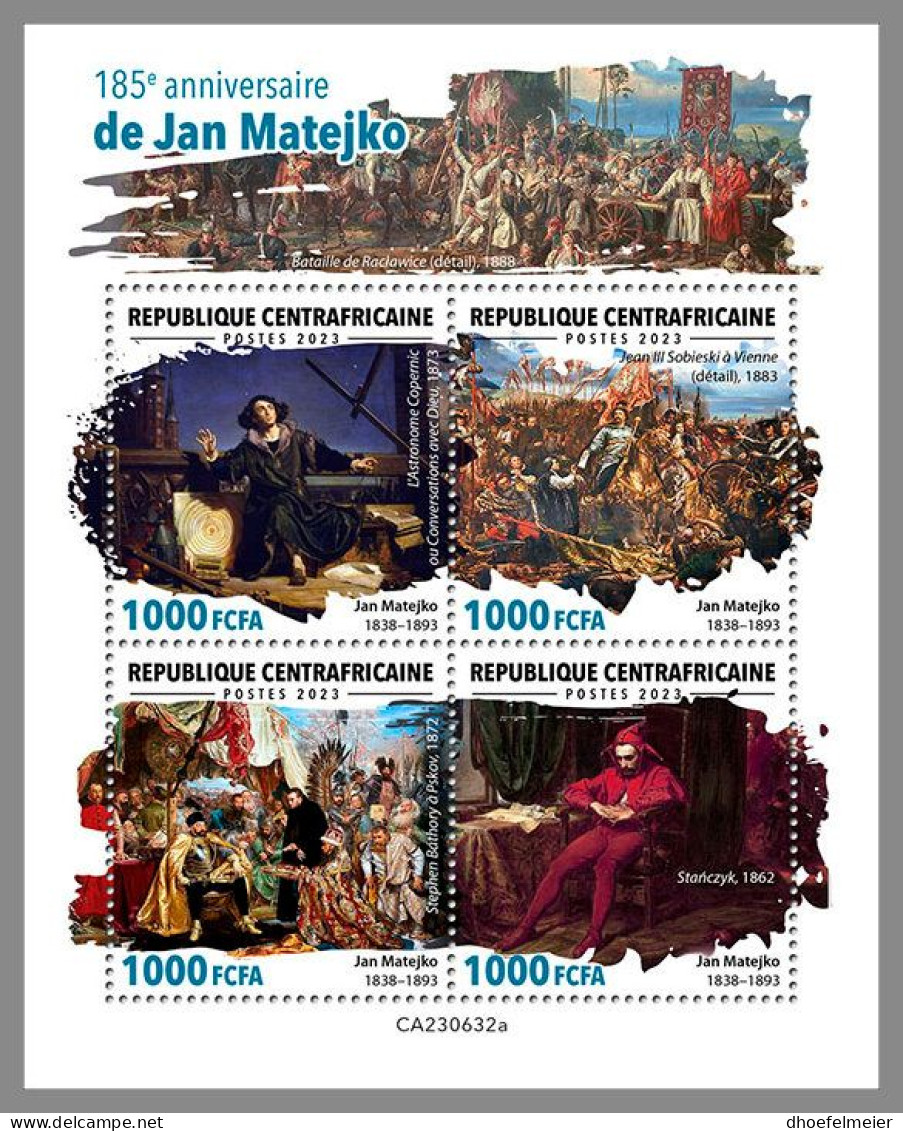 CENTRAL AFRICAN 2023 MNH Jan Matejko Paintings Gemälde M/S – OFFICIAL ISSUE – DHQ2419 - Sonstige & Ohne Zuordnung