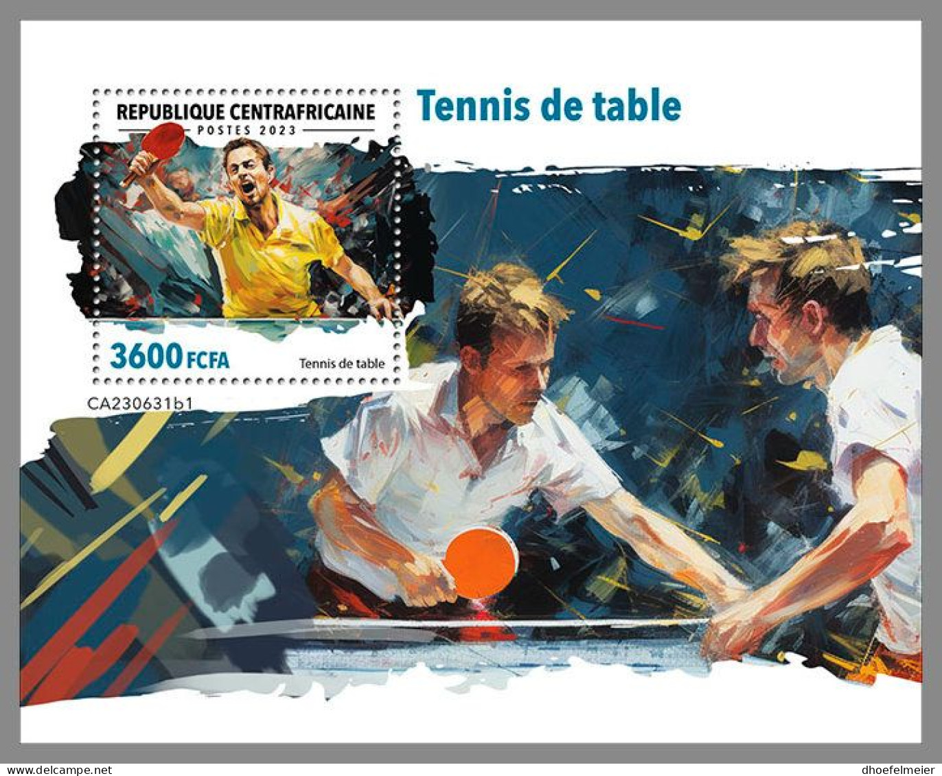 CENTRAL AFRICAN 2023 MNH Table Tennis Tischtennis S/S I – OFFICIAL ISSUE – DHQ2419 - Tenis De Mesa