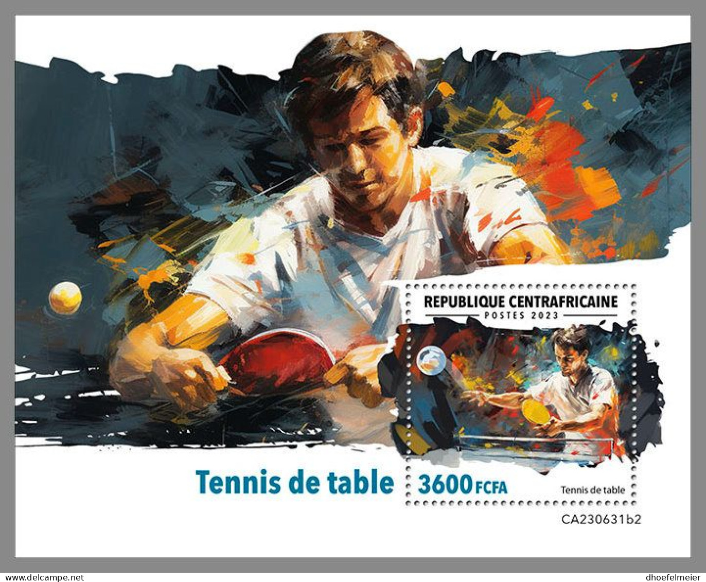 CENTRAL AFRICAN 2023 MNH Table Tennis Tischtennis S/S II – OFFICIAL ISSUE – DHQ2419 - Tischtennis