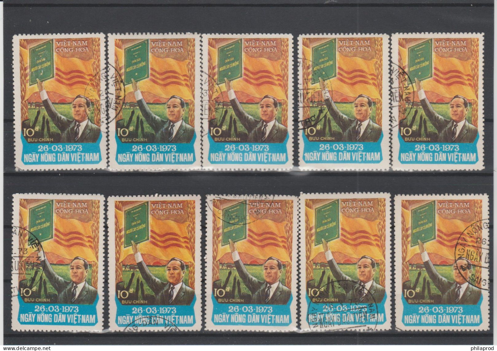 S.VIETNAM  1973  PRES. NGUYEN VAN THIEU  10 Used Stamps  Michel 800 €  VF - Vietnam