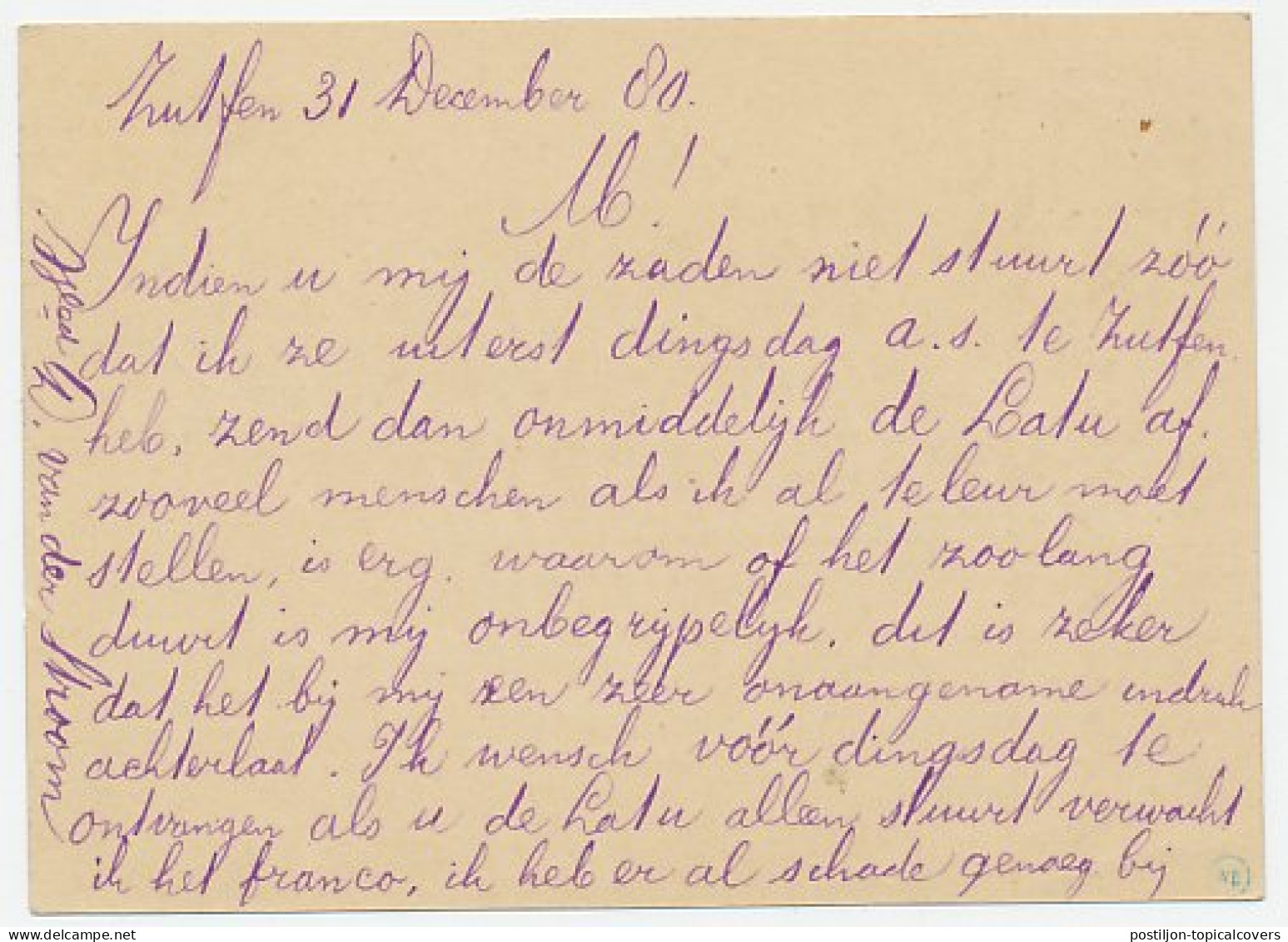 Trein Kleinrondstempel : Arnhem - Oldenzaal C 1880 - Lettres & Documents