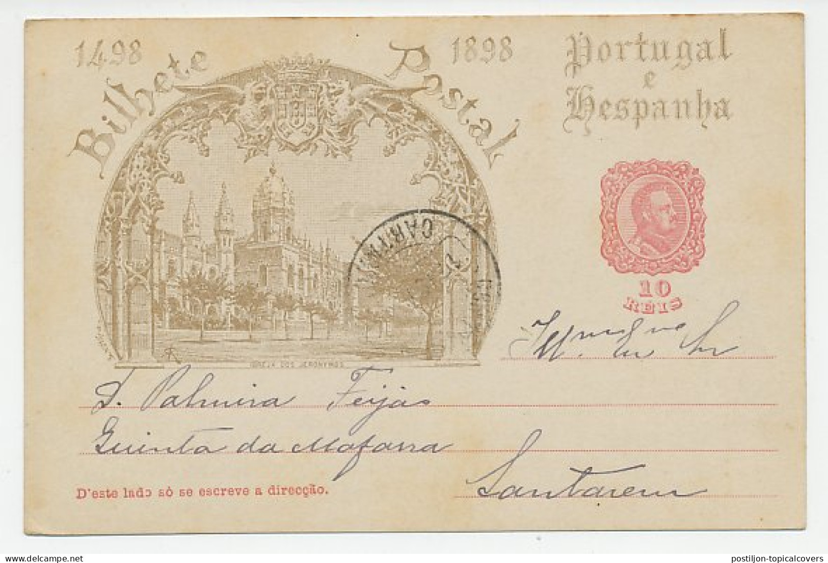 Postal Stationery Portugal 1898 Church Of Jeronimos - Kirchen U. Kathedralen