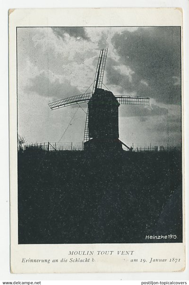 Fieldpost Postcard Germany 1916 Windmill - Moulin Tout Vent - WWI - Mulini