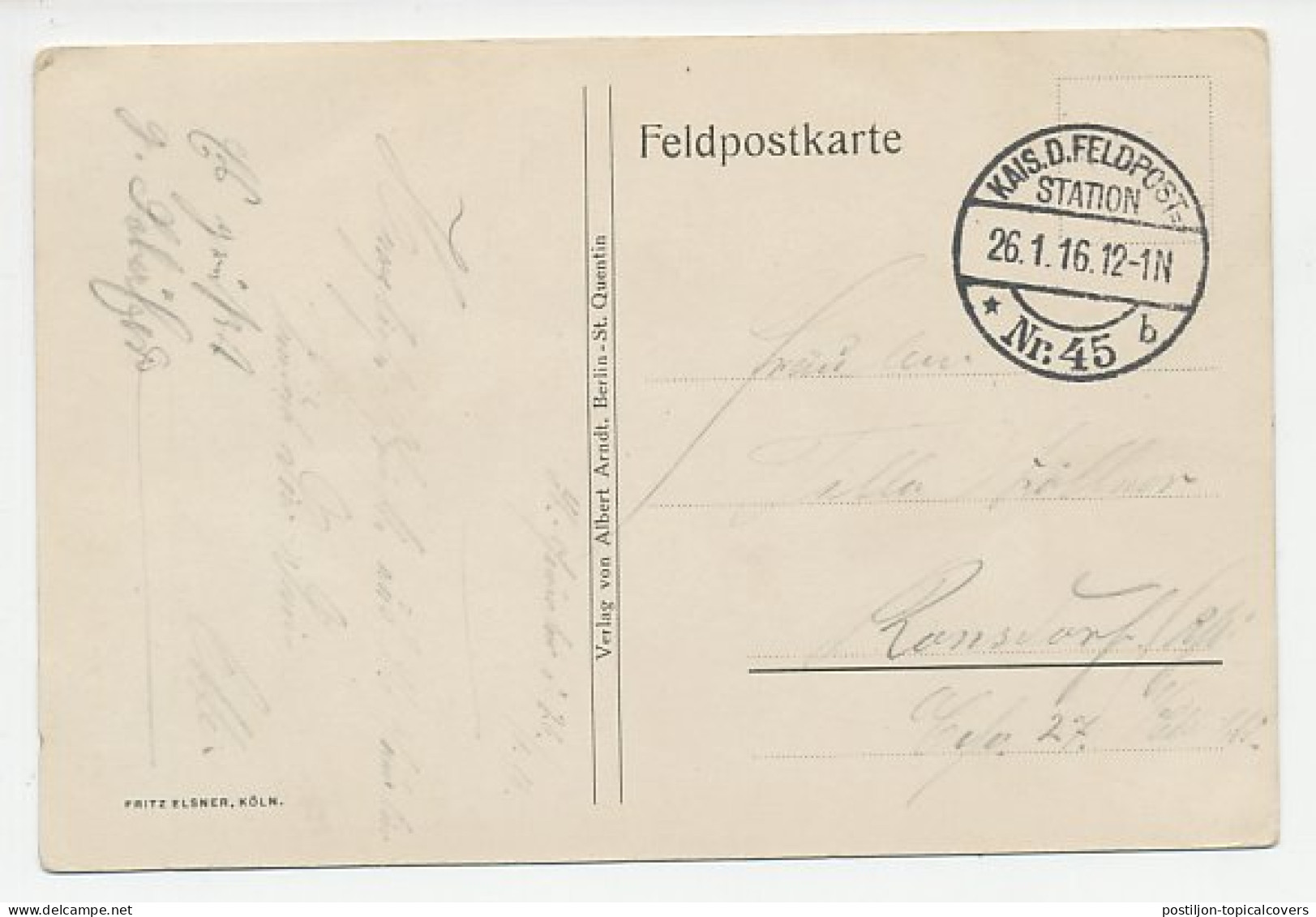 Fieldpost Postcard Germany 1916 Windmill - Moulin Tout Vent - WWI - Molens