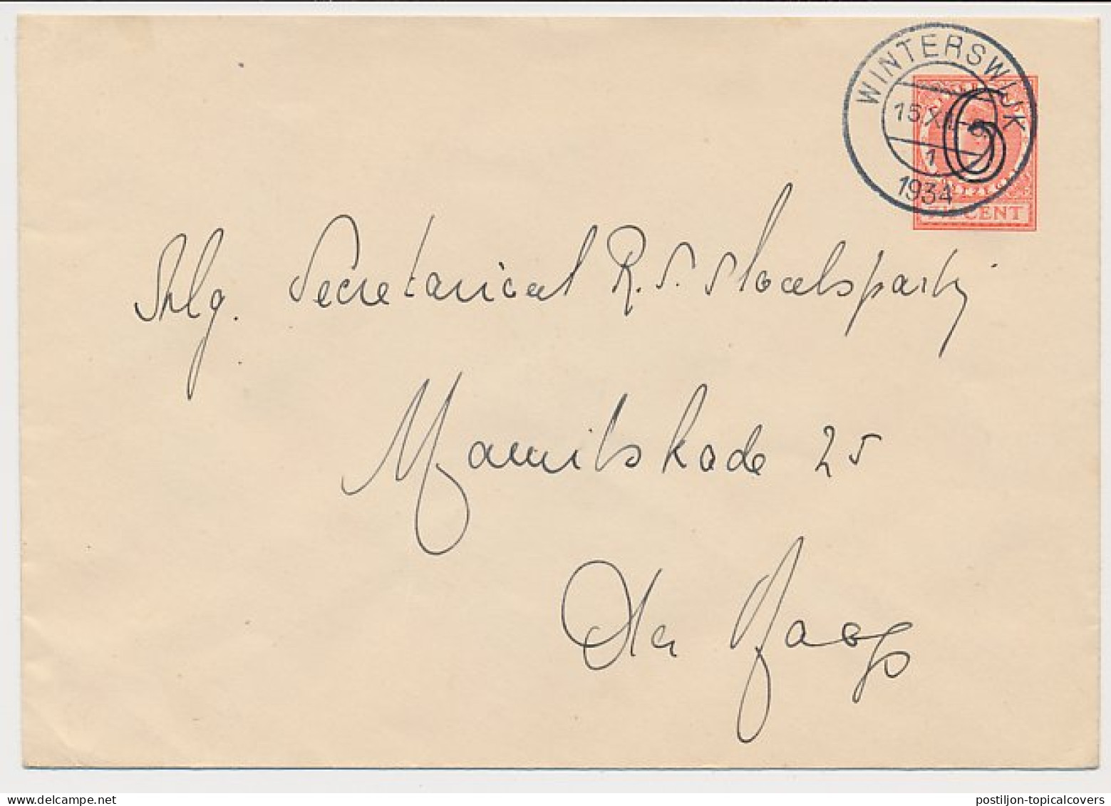 Envelop G. 24 Winterswijk - S Gravenhage 1934 - Material Postal