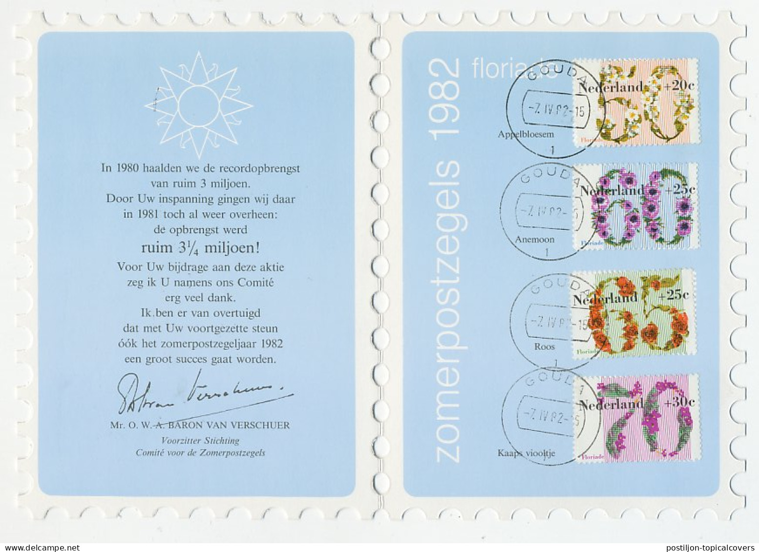 Zomerbedankkaart 1982 - Complete Serie Bijgeplakt - FDC - Non Classés