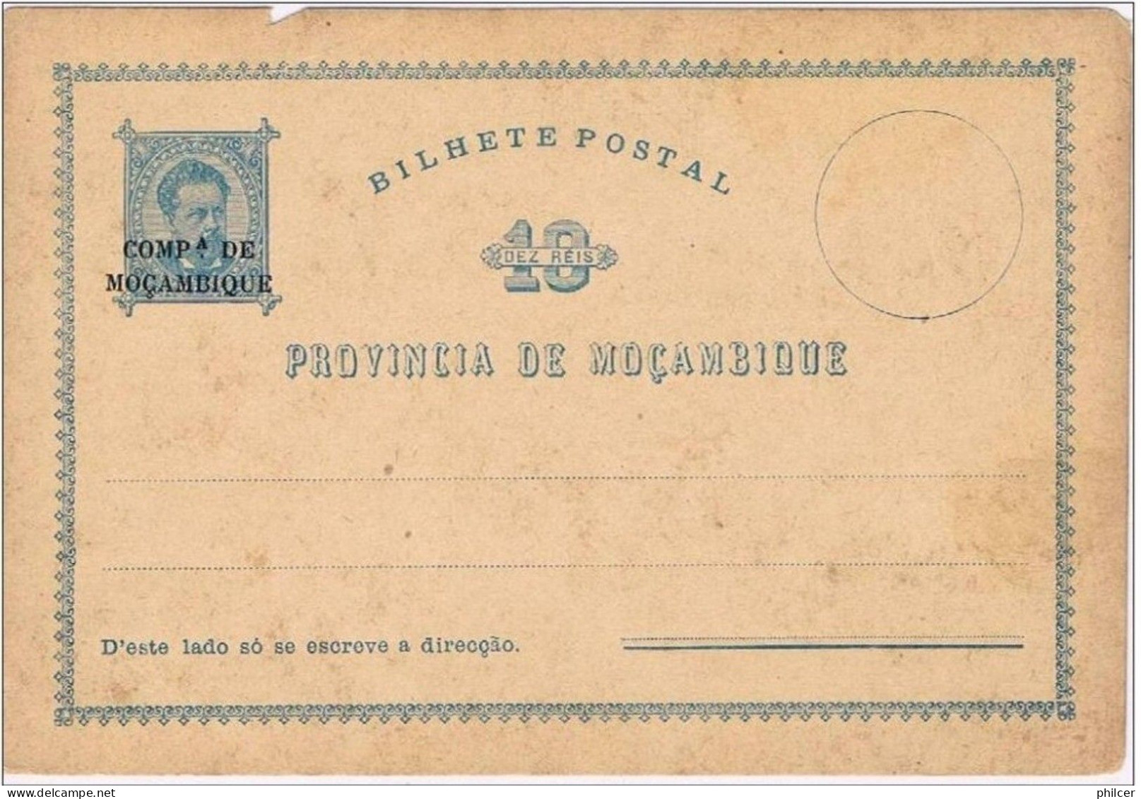 Companhia De Moçambique, Bilhete Postal 10 Reis - Mozambique