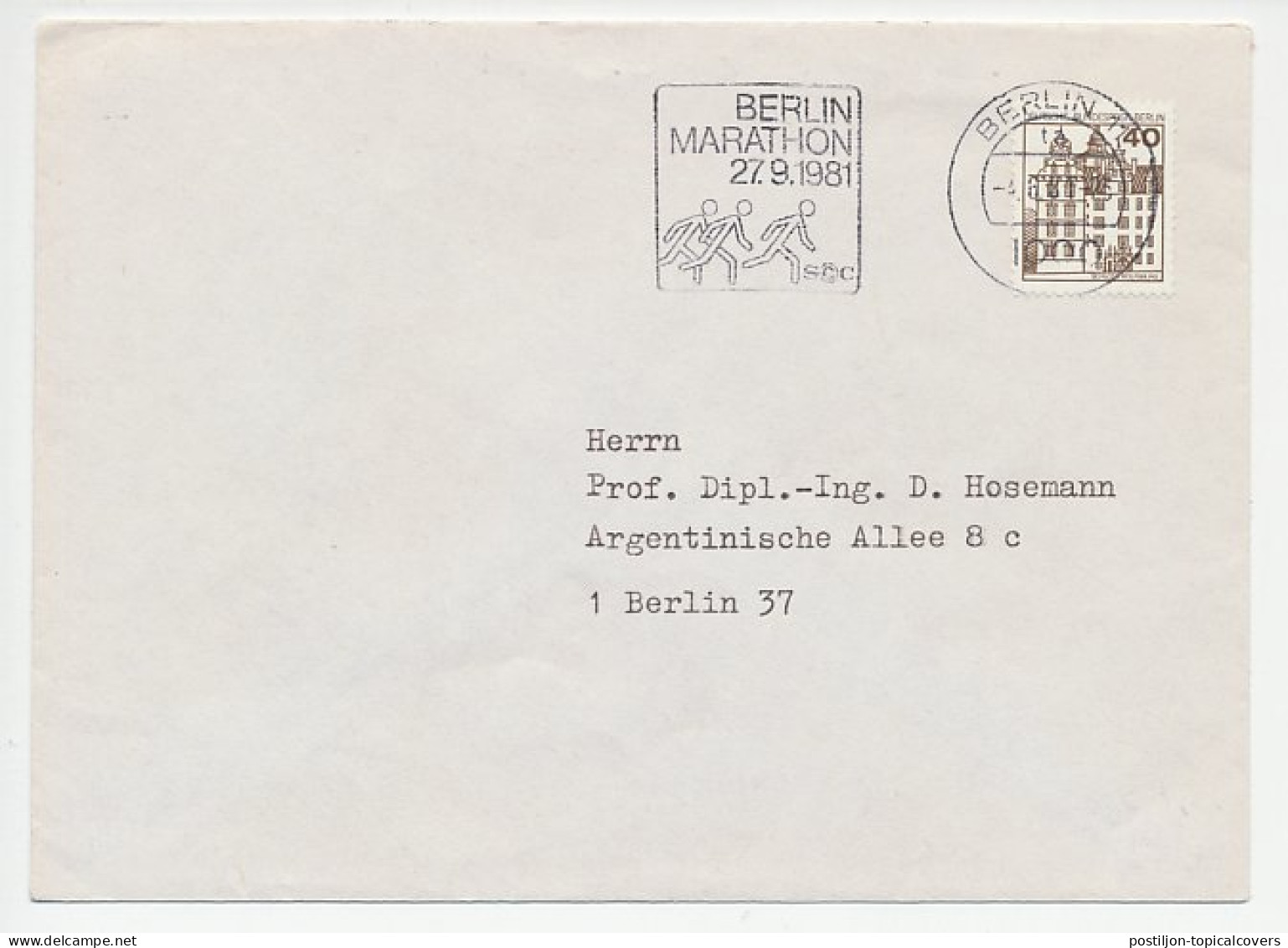 Cover / Postmark Germany 1981 Marathon - Berlin - Autres & Non Classés