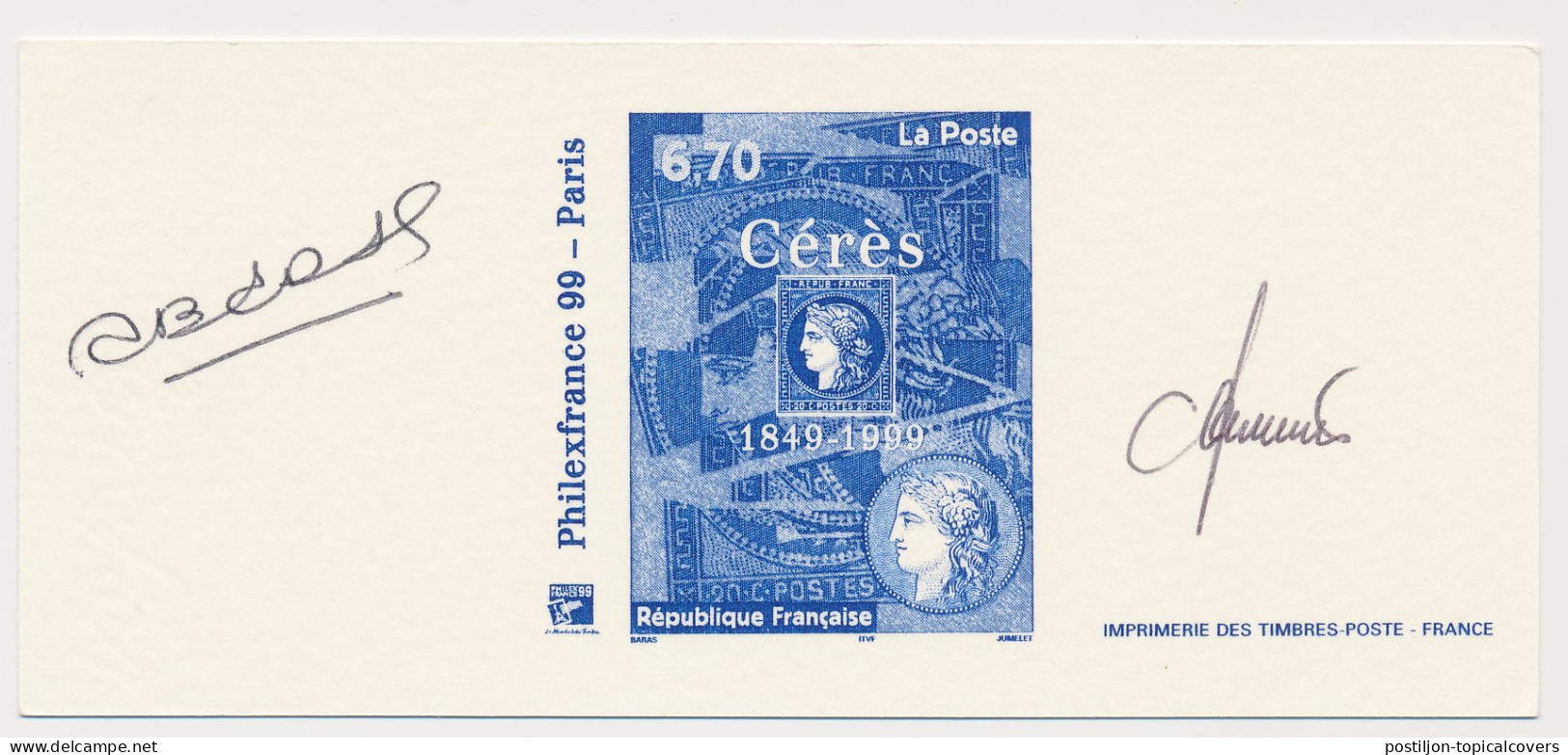 France 1999 - Epreuve / Proof Signed By Engraver Stamp Exhibition PhilexFrance - Ceres - Other & Unclassified