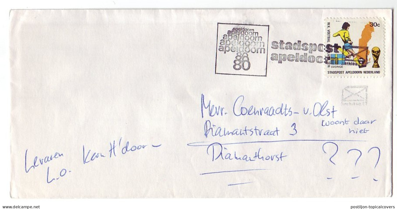 Cover / Postmark City Mail Netherlands 1974 World Cup Football 1974 - Sweden - Autres & Non Classés