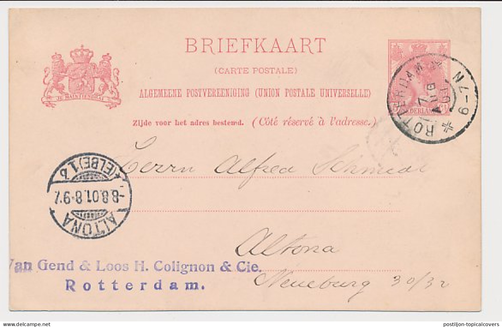 Briefkaart G. 57 A Rotterdam - Altona Duitsland 1901 - Postal Stationery