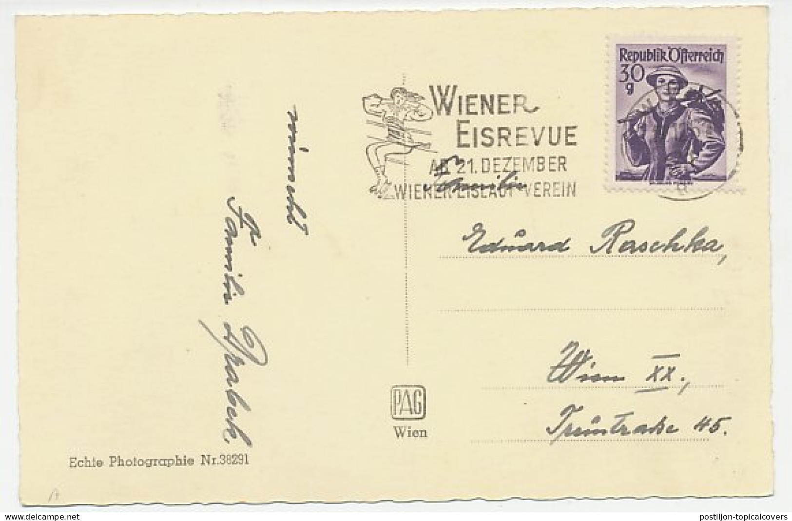 Card / Postmark Austria 1951 Ice Revue - Figure Skating - Winter (Varia)