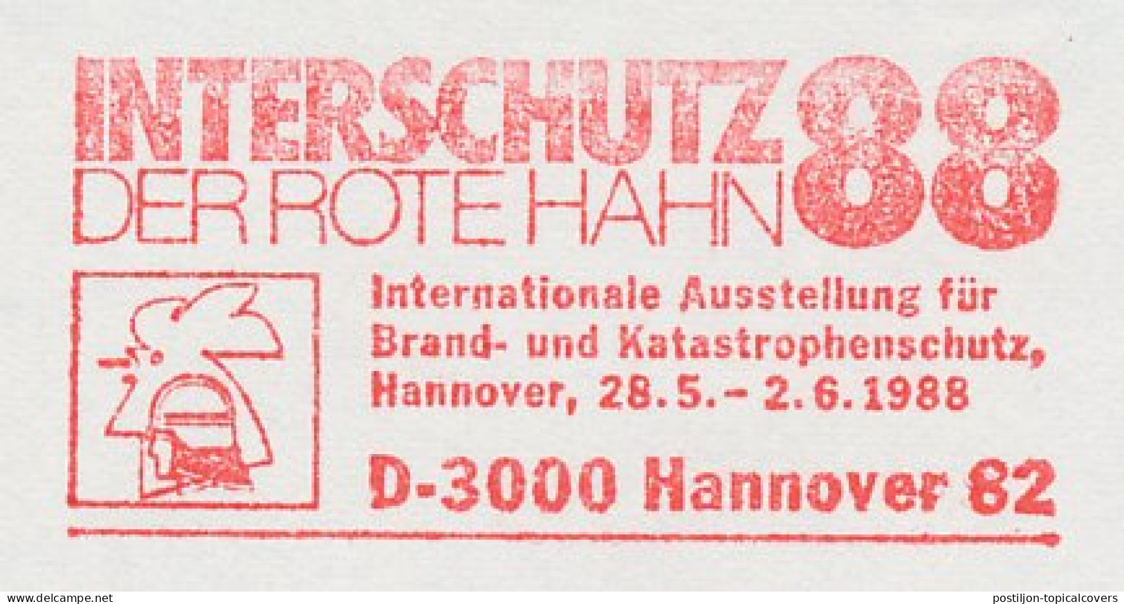 Meter Cut Germany 1988 Int. Exhibition For Fire And Civil Protection - The Red Rooster - Firemen