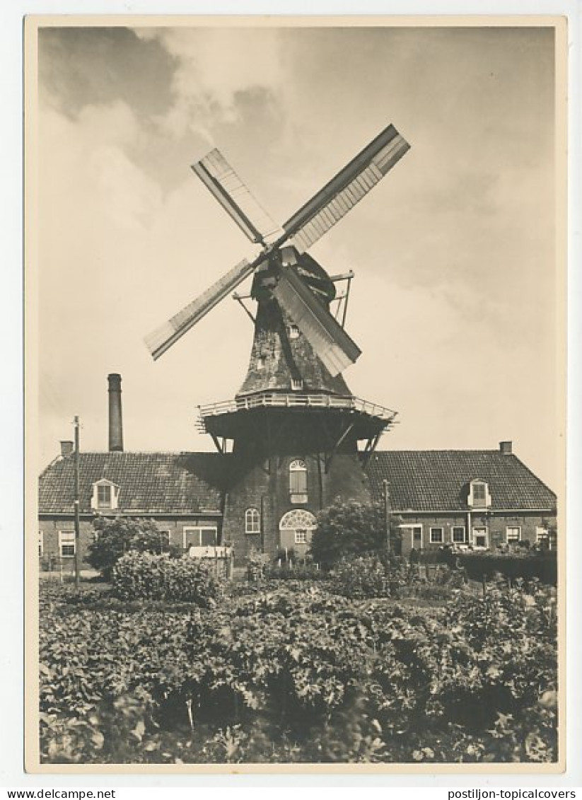 Postal Stationery Netherlands 1946 Windmill - Roderwolde - Molens