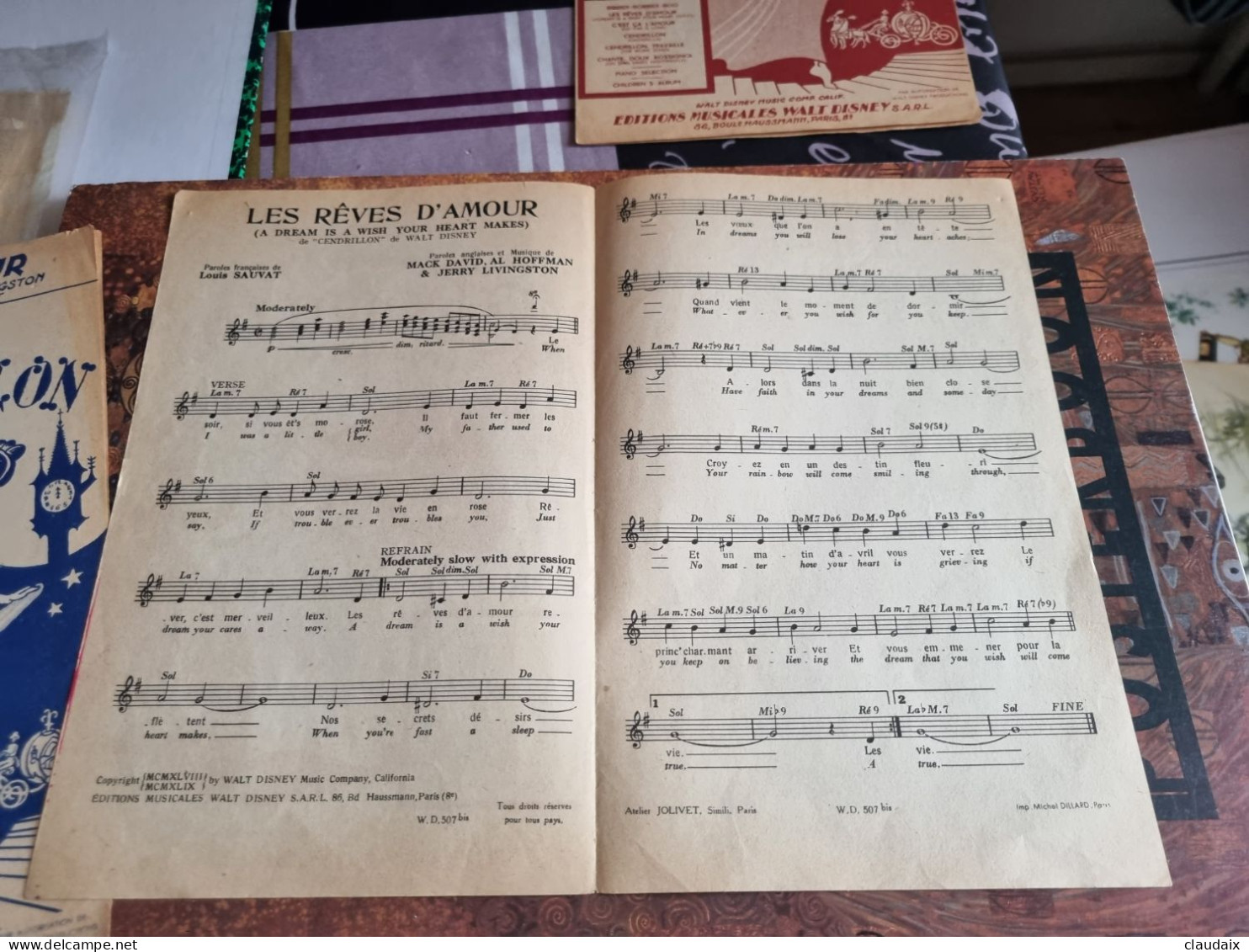 Affiches Anciennes Avec Partition De Musique Concernant Walt Disney - Autres & Non Classés