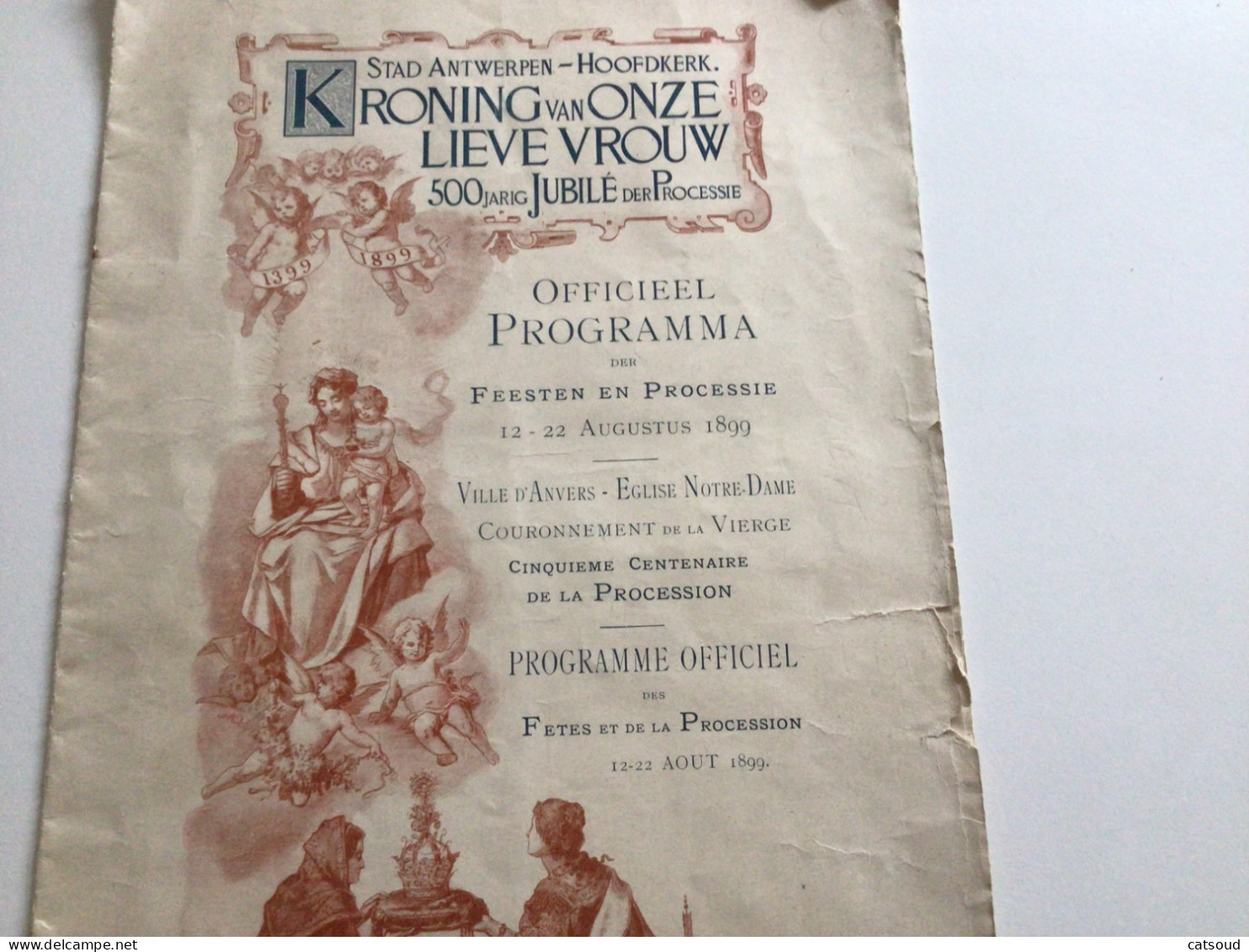 Ancien Programme (12-22 Août 1899) Officieel Programma Feesten En Processie Stad Antwerpen -Hoofdkerk - Programmes