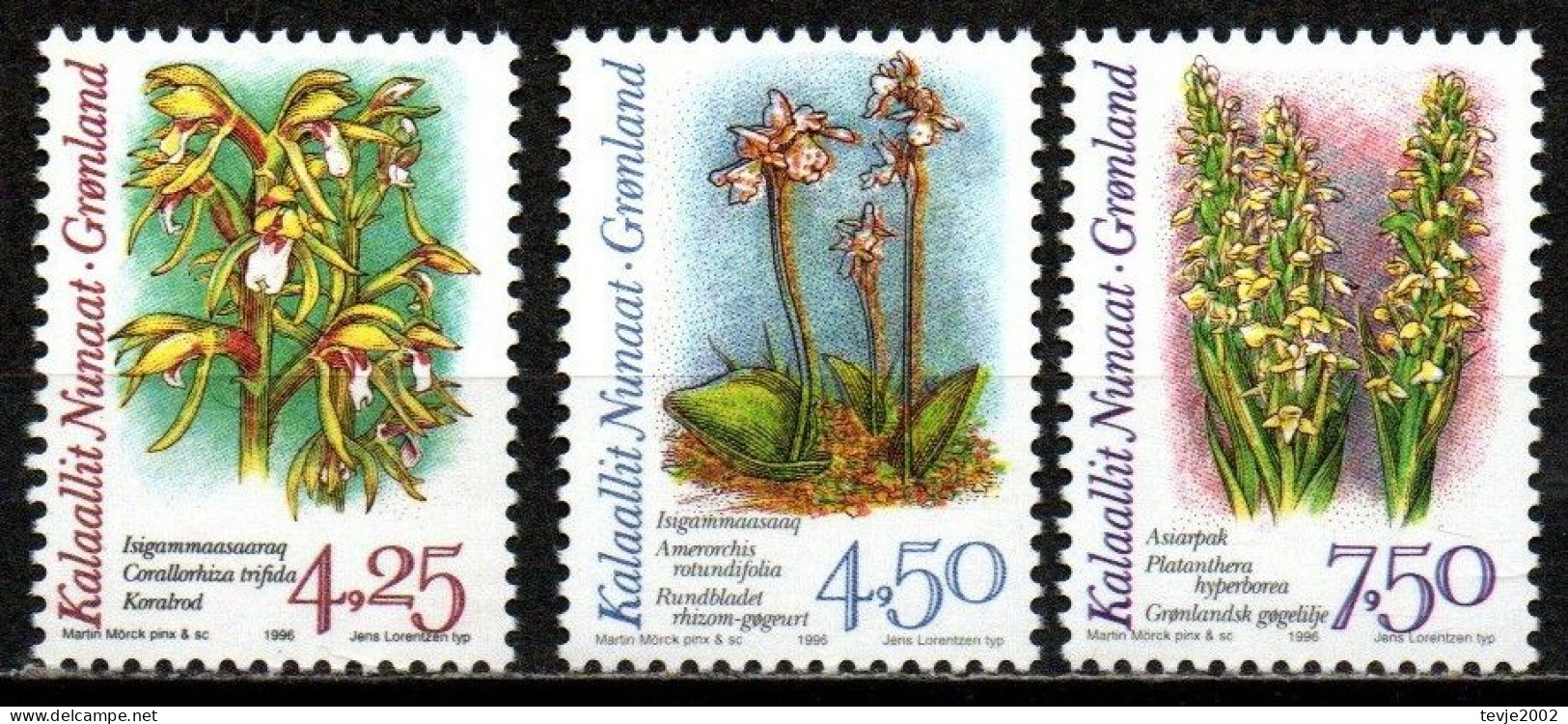 Grönland 1996 - Mi.Nr. 284 - 286 - Postfrisch MNH - Blumen Flowers Orchideen Orchids - Orchidées