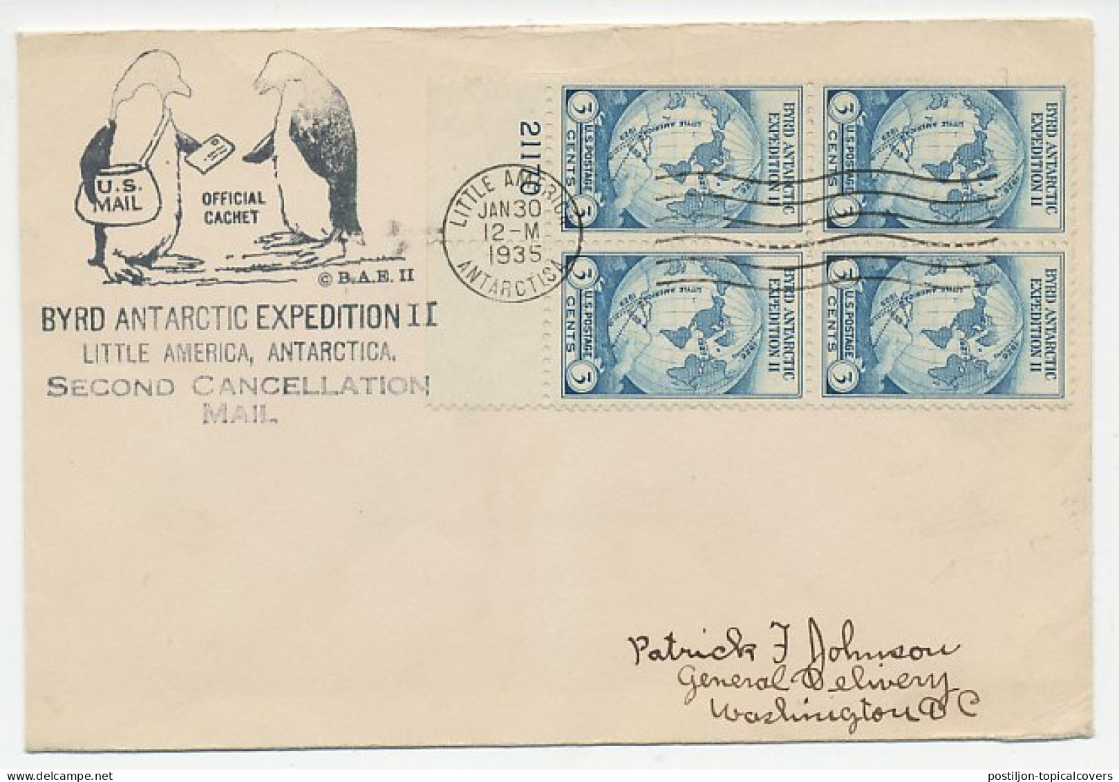 Cover / Postmark USA 1935 Byrd Antarctic Expedition II - Arktis Expeditionen