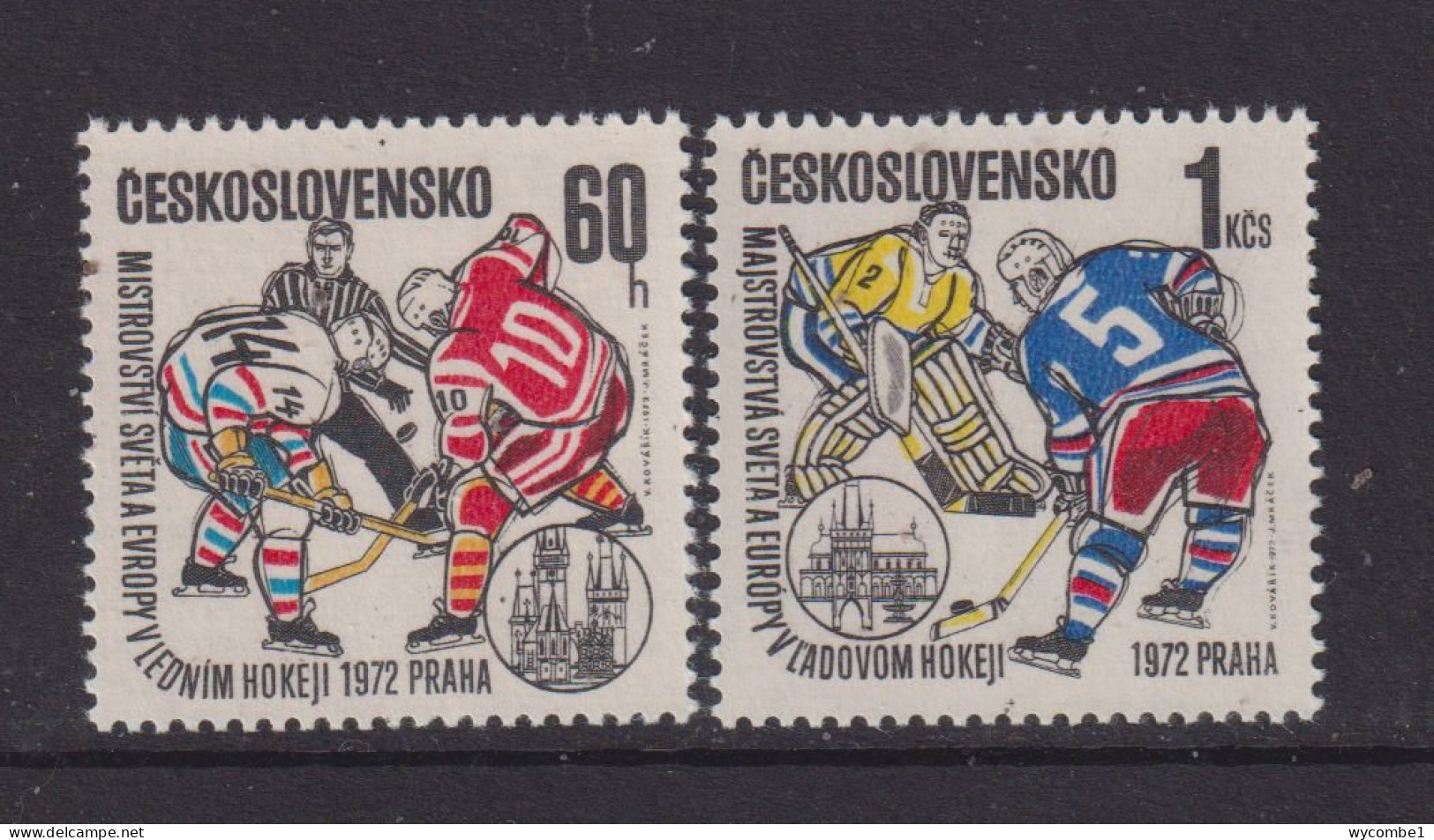 CZECHOSLOVAKIA  - 1972 Ice Hockey Set Never Hinged Mint - Unused Stamps