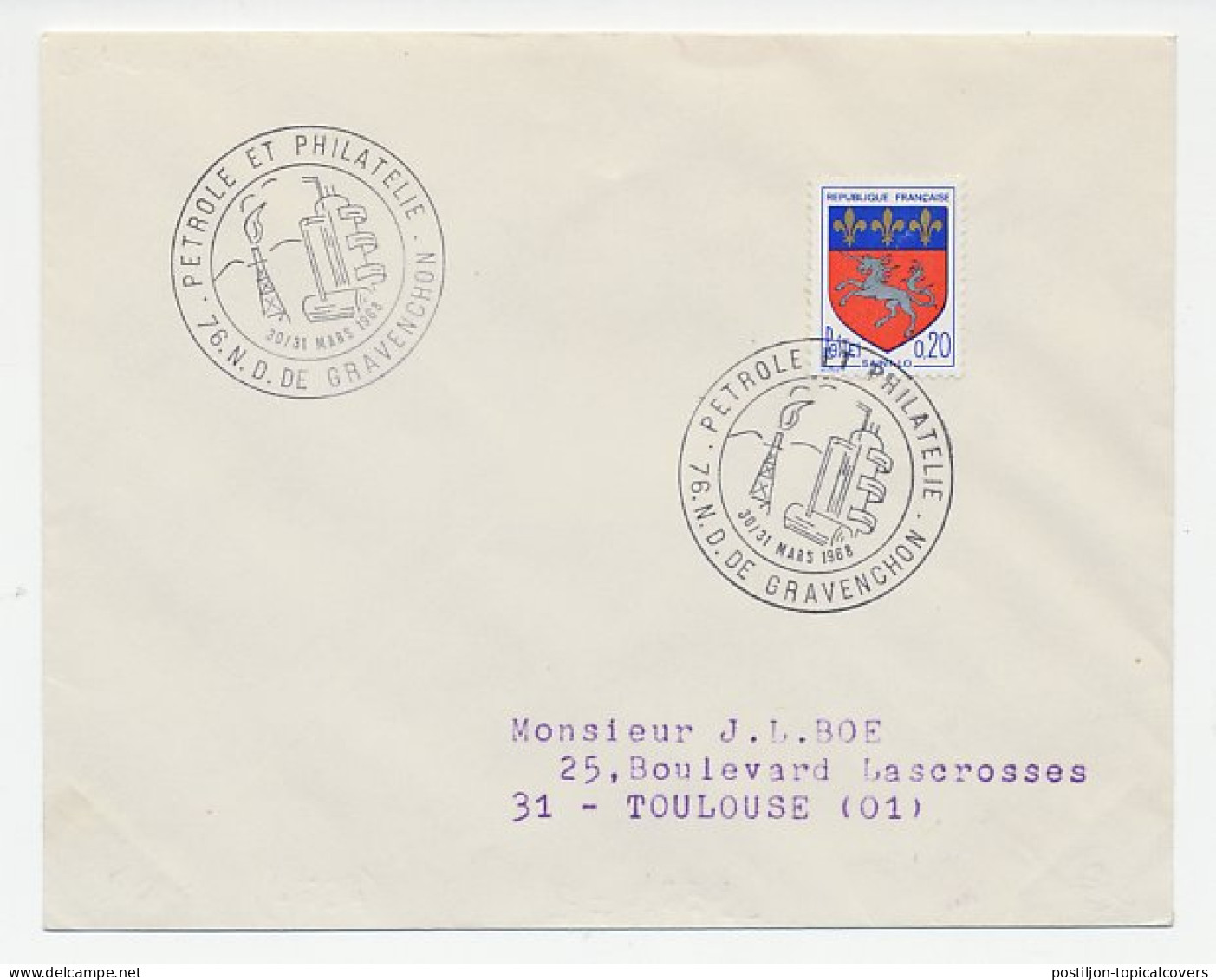 Cover / Postmark France 1968 Oil - Gas - Sonstige & Ohne Zuordnung