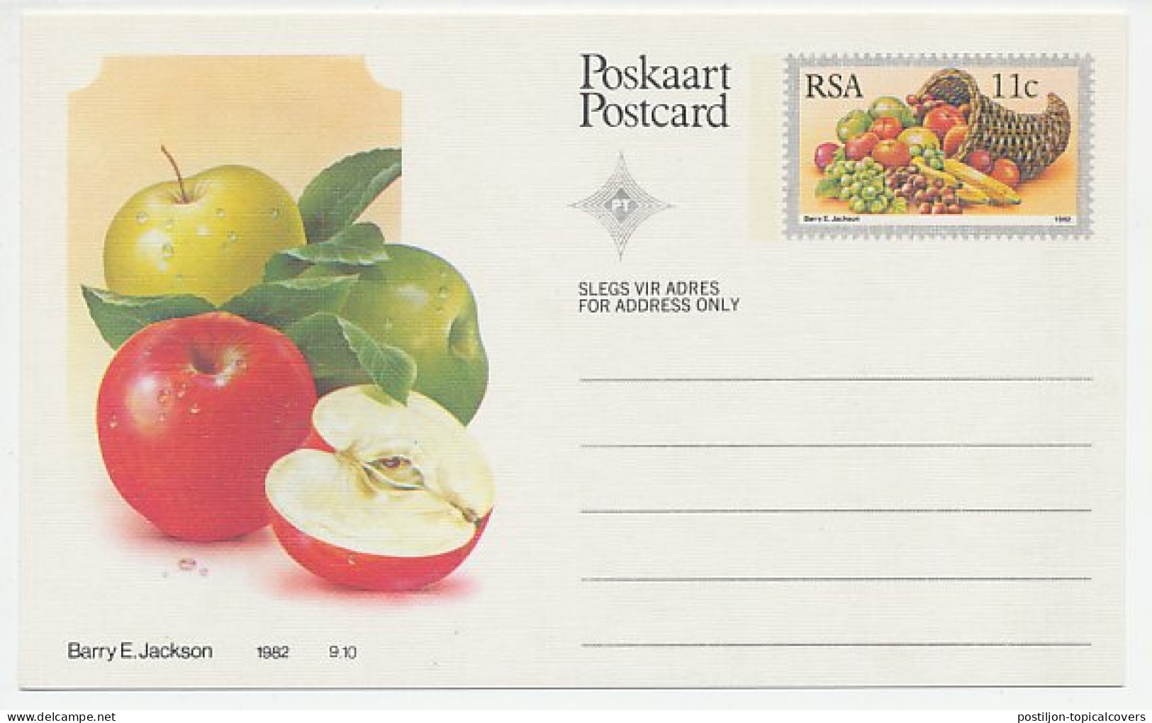 Postal Stationery Republic Of South Africa 1982 Apple - Frutas