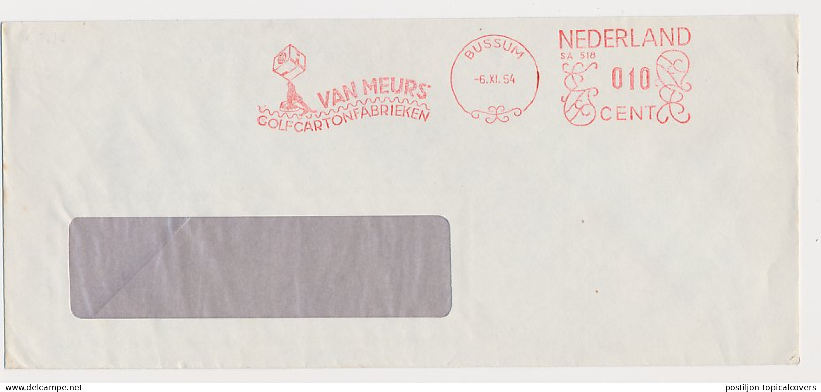 Meter Cover Netherlands 1954 - Safag 518 Seal - Sea Lion - Bussum - Sonstige & Ohne Zuordnung