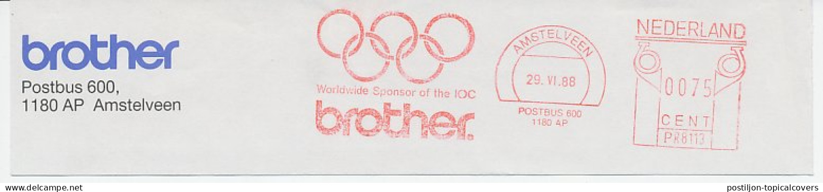 Meter Top Cut Netherlands 1988 Brother - Worldwide Sponsor Of The IOC - Int. Olympic Committee  - Autres & Non Classés