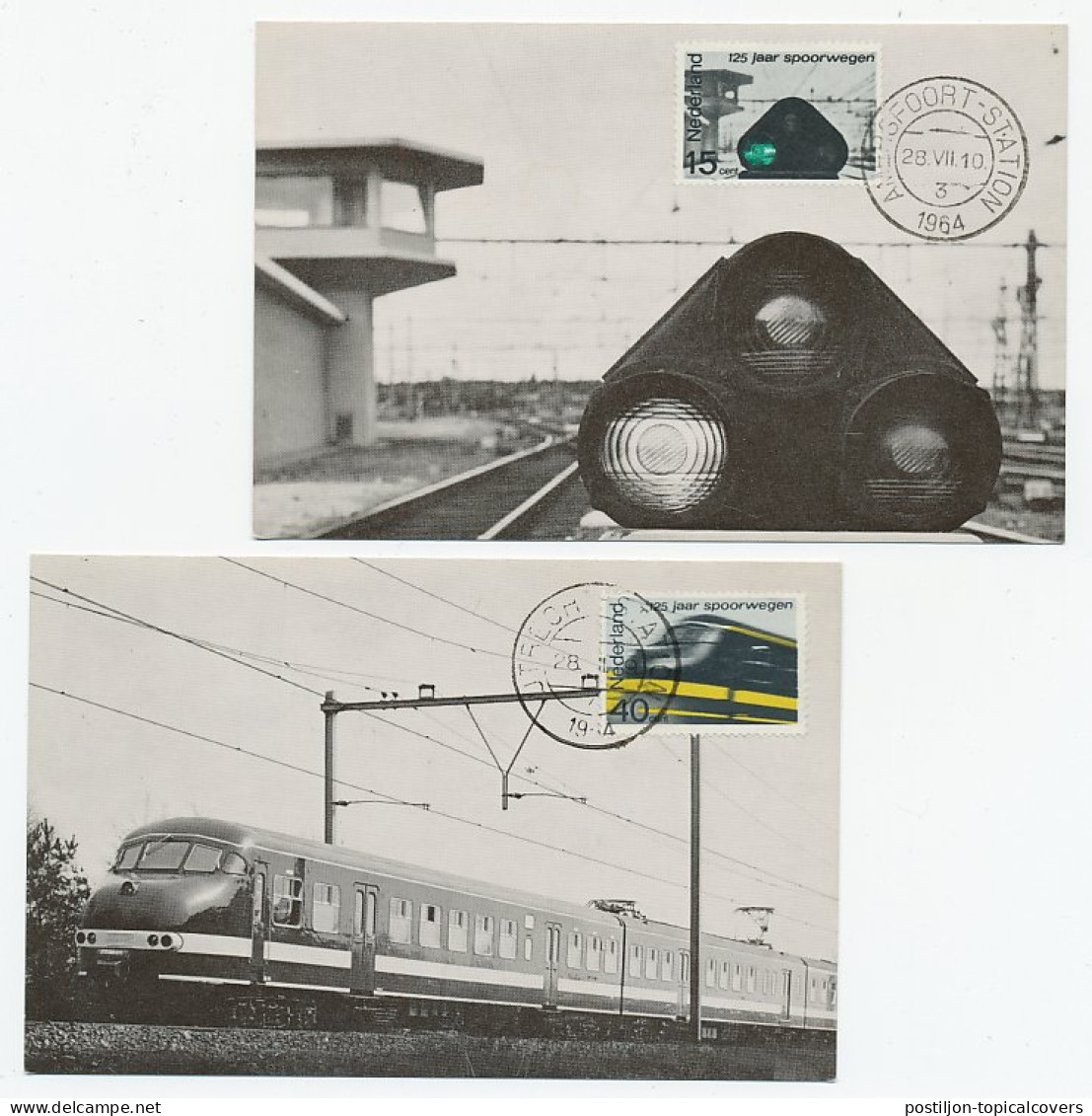 FDC / 1e Dag Maximumkaart Em. Spoorwegen 1964 - Maximum Cards